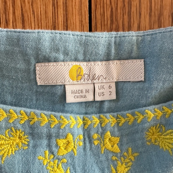 ๐๐Boden Bernadette Embroidered Heron Blue & Yellow Square Neck Dress 2๐๐ - Picture 9 of 10